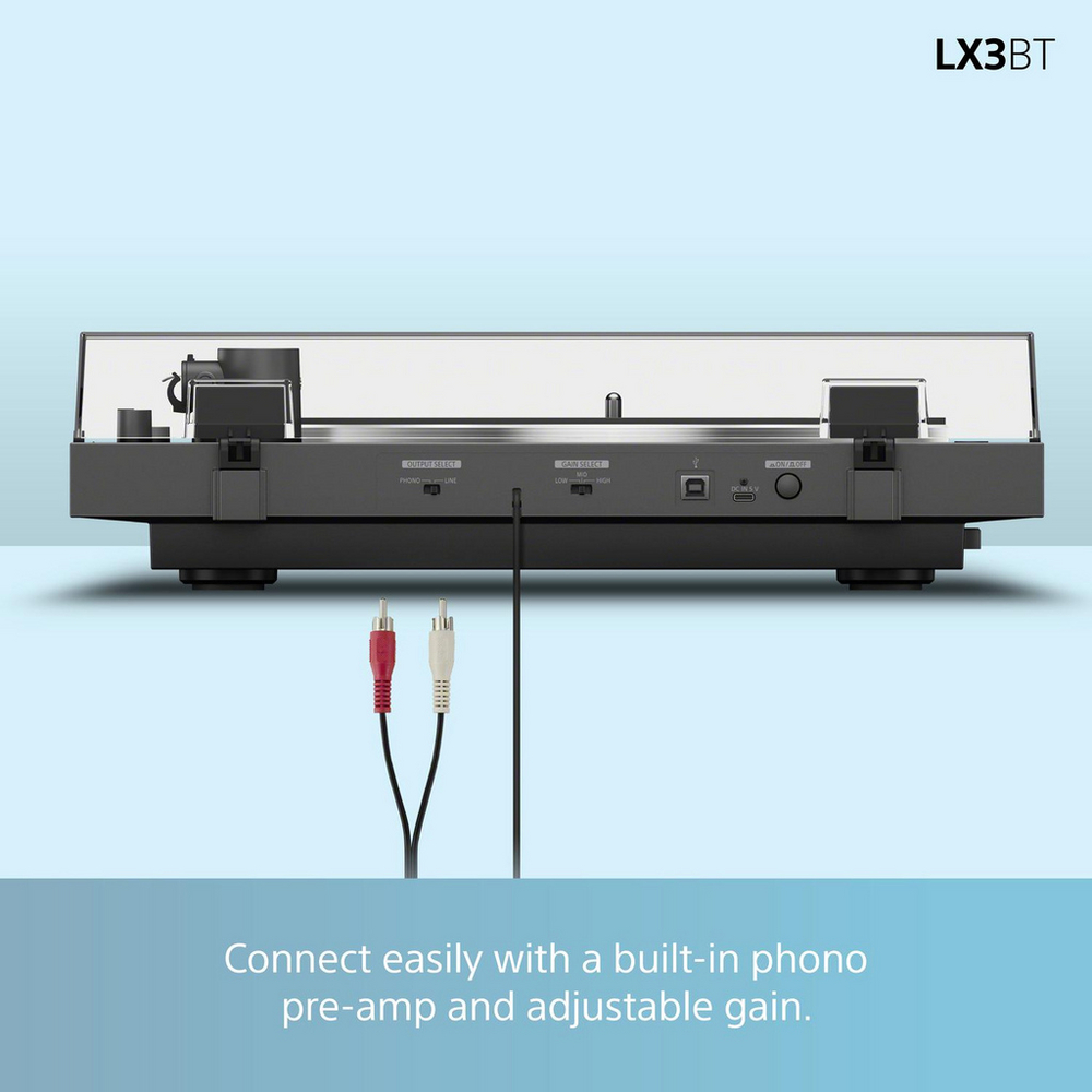 Sony PSLX3BT.CEK Belt Drive Wireless Bluetooth Turntable with Auto Playback Dark Grey