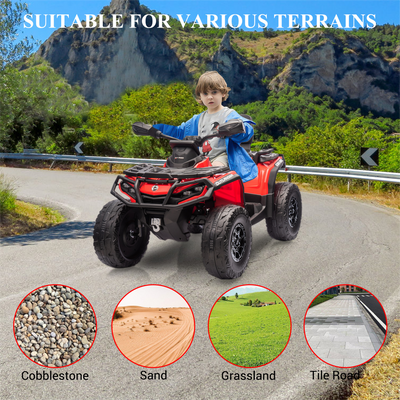Garvee Ride - P Series: 2 Seater Ride On Car 24V 4WD Electric ATV, Leather Seats, Safety Belt, Bluetooth, Adjustable Speed, Yellow, Outdoor Adventure - Blue