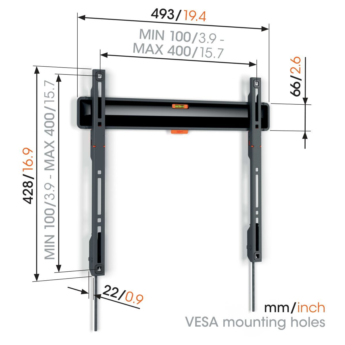 Vogels Comfort TVM 3405 Fixed TV Wall Mount for TVs from 32 to 77 inches