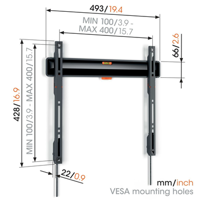 Vogels Comfort TVM 3405 Fixed TV Wall Mount for TVs from 32 to 77 inches