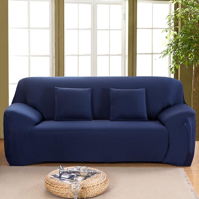 Sofa Cover Housses Extensibles de Fauteuil et Canapé Navy Blue / Une place (90-140 cm)